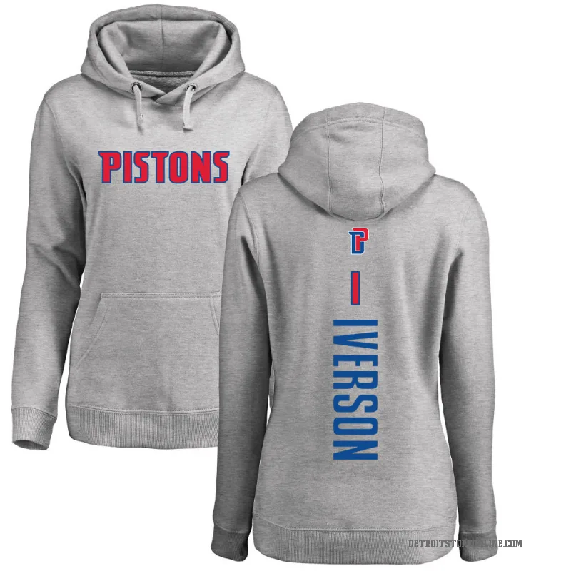 Allen Iverson Women's Detroit Pistons Branded Ash Backer Pullover Hoodie