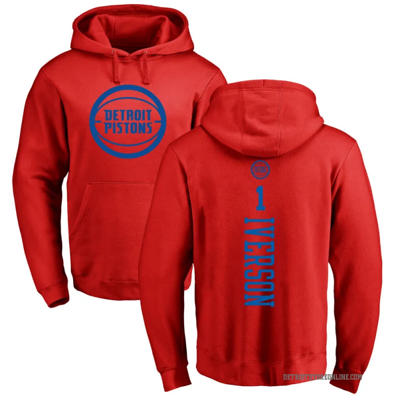 Allen Iverson Youth Red Detroit Pistons Branded One Color Backer Pullover Hoodie