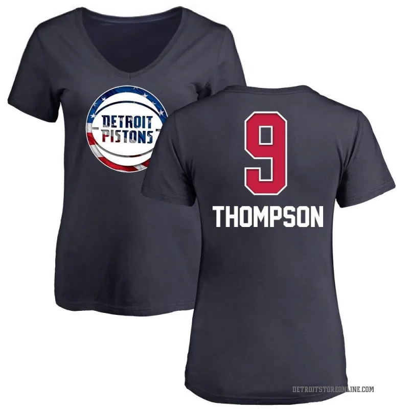 Ausar Thompson Women's Navy Detroit Pistons Name and Number Banner Wave V-Neck T-Shirt