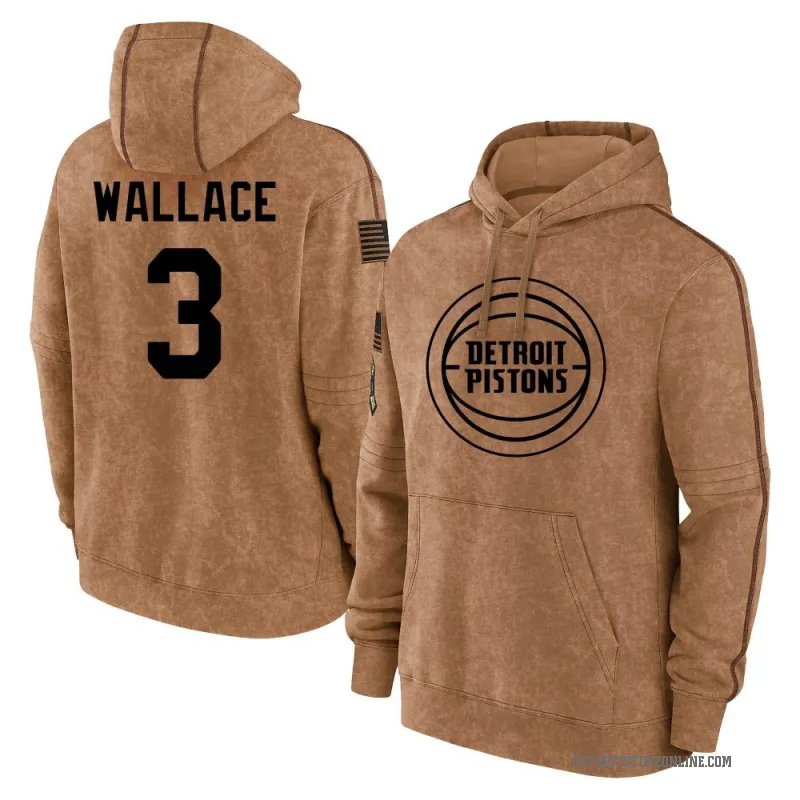 Ben Wallace Men's Brown Detroit Pistons 2023 Salute to Service Club Pullover Hoodie