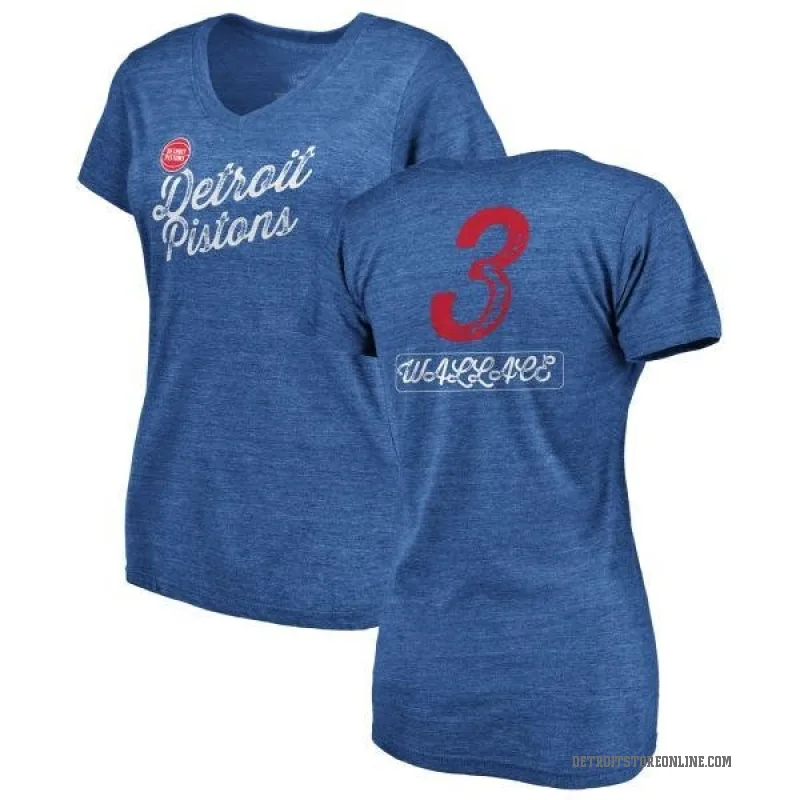 Ben Wallace Women's Royal Detroit Pistons Sideline V-Neck T-Shirt