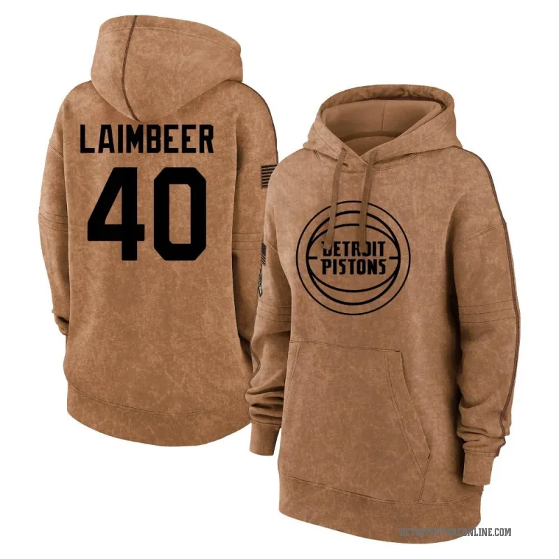 Bill Laimbeer Women's Brown Detroit Pistons 2023 Salute to Service Pullover Hoodie