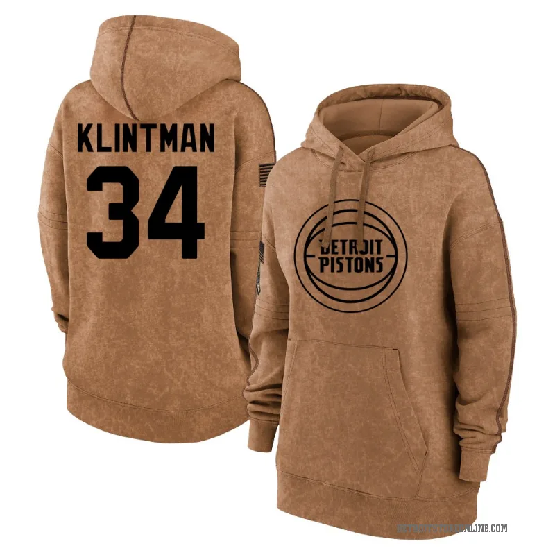 Bobi Klintman Women's Brown Detroit Pistons 2023 Salute to Service Pullover Hoodie