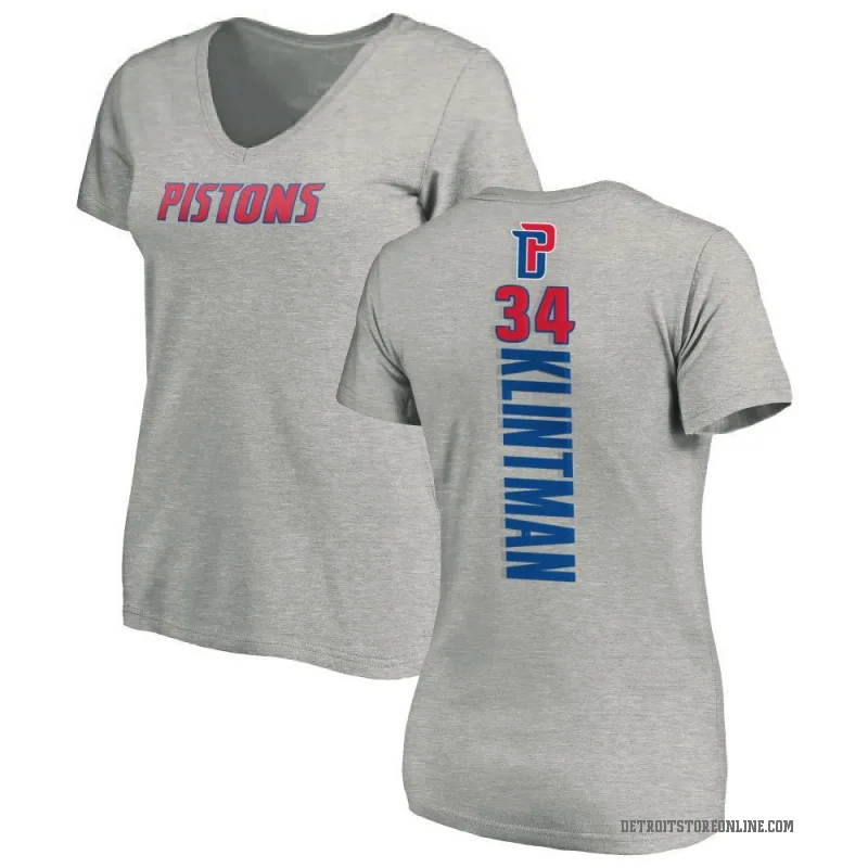 Bobi Klintman Women's Detroit Pistons Ash Backer T-Shirt