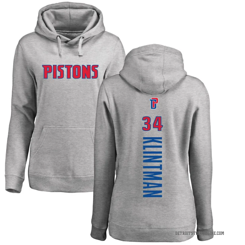 Bobi Klintman Women's Detroit Pistons Branded Ash Backer Pullover Hoodie