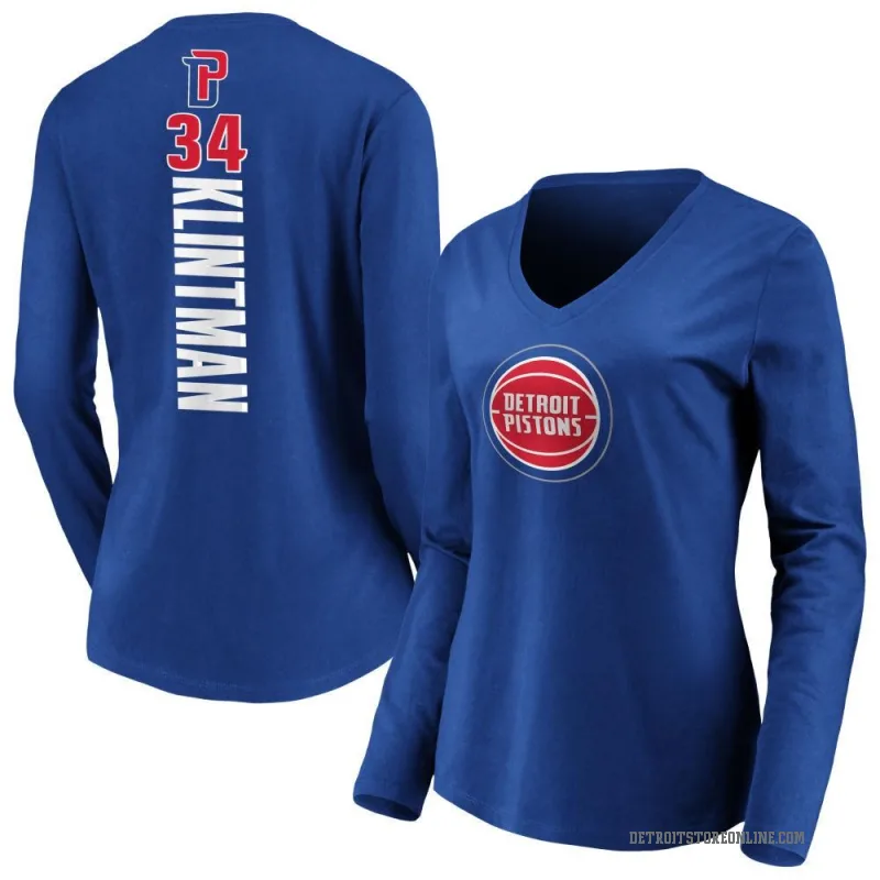Bobi Klintman Women's Royal Detroit Pistons Backer Long Sleeve T-Shirt