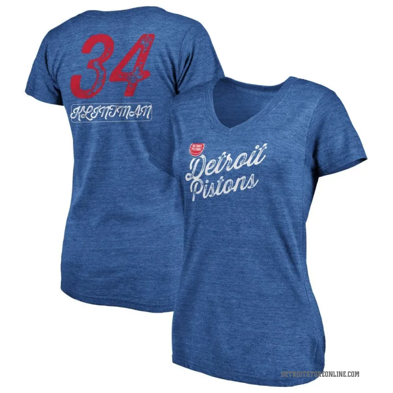 Bobi Klintman Women's Royal Detroit Pistons Sideline V-Neck T-Shirt