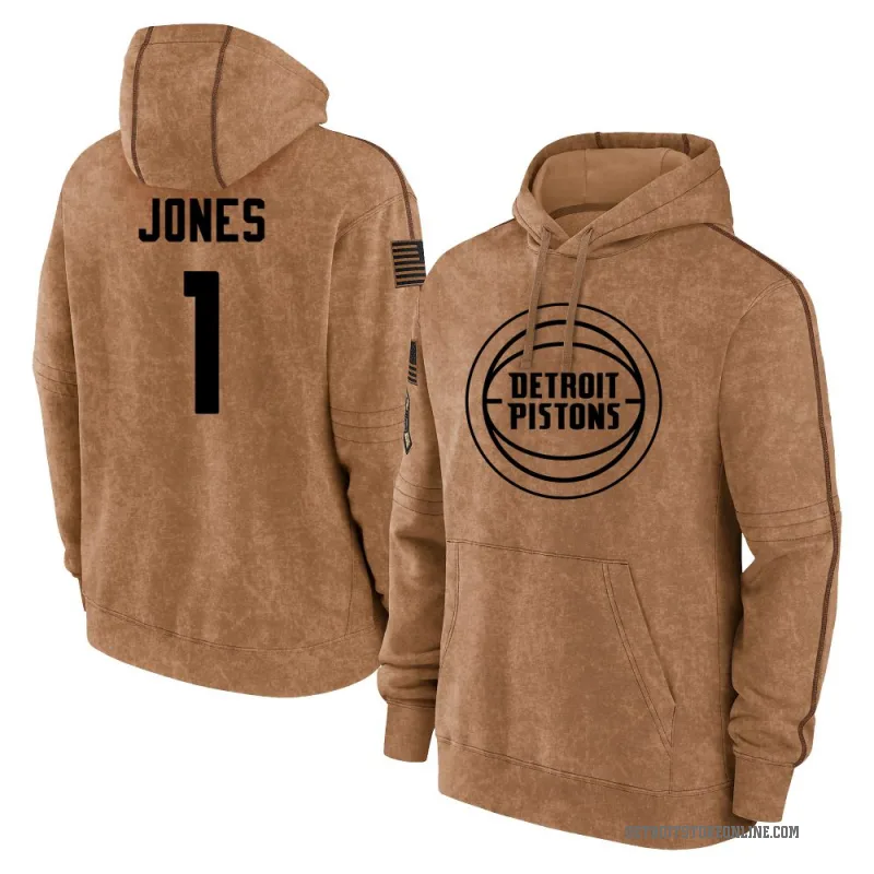 Colby Jones Youth Brown Detroit Pistons 2023 Salute to Service Club Pullover Hoodie