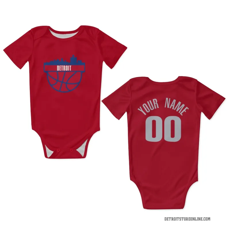 Custom  Red Detroit Pistons   Newborn & Infant Bodysuit