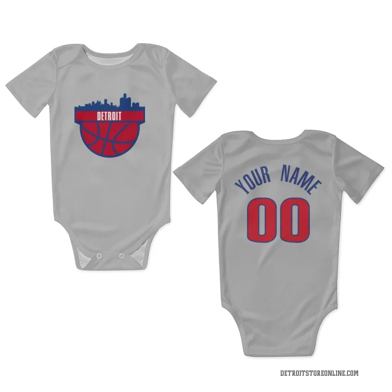 Custom  White Detroit Pistons   Newborn & Infant Bodysuit