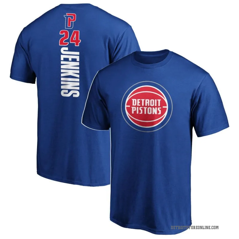 Daniss Jenkins Men's Royal Detroit Pistons Backer T-Shirt