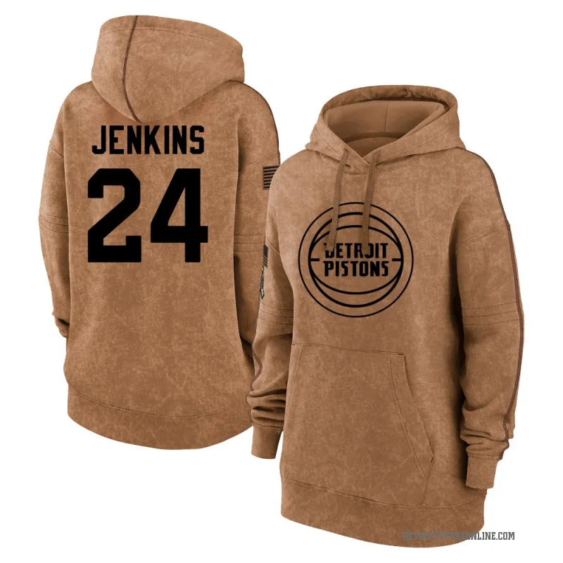 Daniss Jenkins Women's Brown Detroit Pistons 2023 Salute to Service Pullover Hoodie