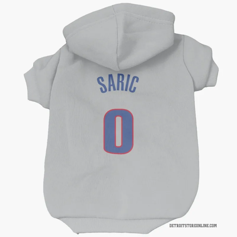 Dario Saric  Gray Detroit Pistons  Cat & Dog Pet Hoodie