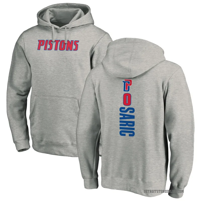 Dario Saric Men's Detroit Pistons Branded Ash Backer Pullover Hoodie