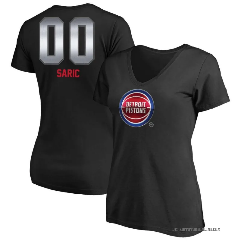Dario Saric Women's Black Detroit Pistons Midnight Mascot T-Shirt