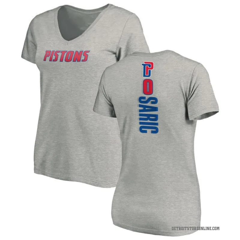 Dario Saric Women's Detroit Pistons Ash Backer T-Shirt