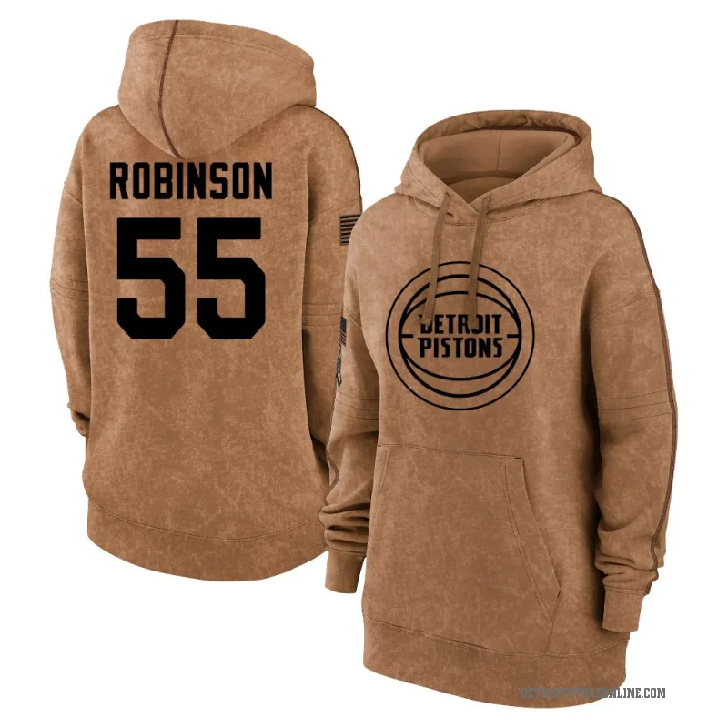 Duncan Robinson Women's Brown Detroit Pistons 2023 Salute to Service Pullover Hoodie