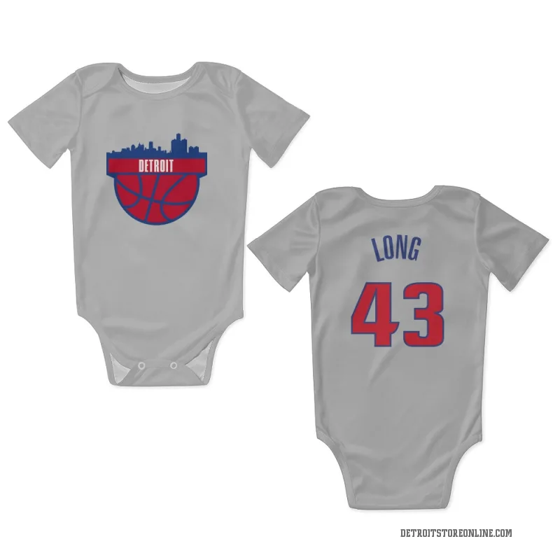 Grant Long  White Detroit Pistons  Newborn & Infant Bodysuit