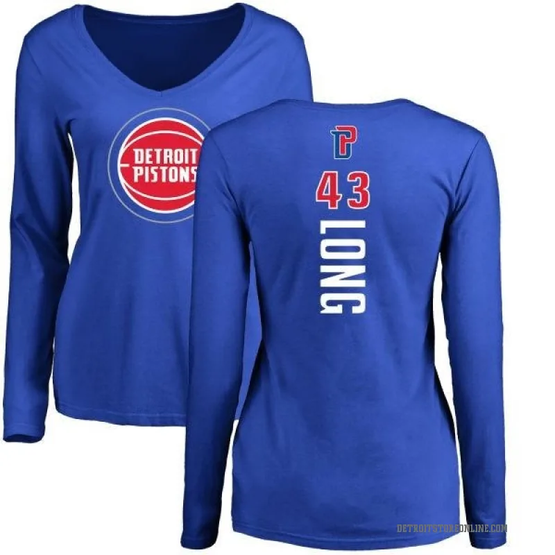 Grant Long Women's Royal Detroit Pistons Backer Long Sleeve T-Shirt