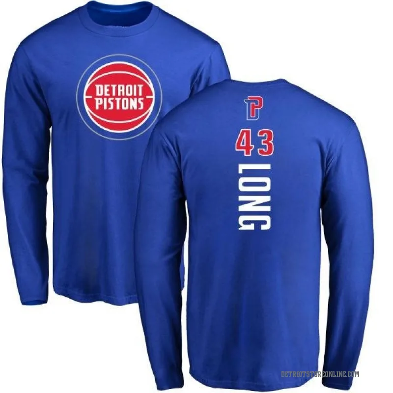 Grant Long Youth Royal Detroit Pistons Backer Long Sleeve T-Shirt