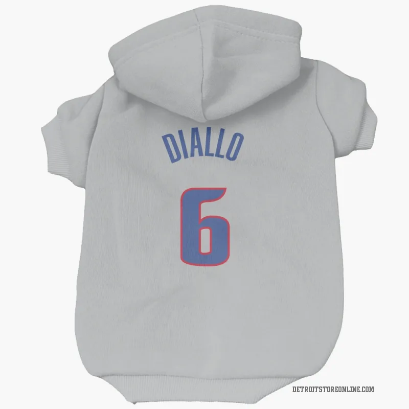 Hamidou Diallo  Gray Detroit Pistons  Cat & Dog Pet Hoodie