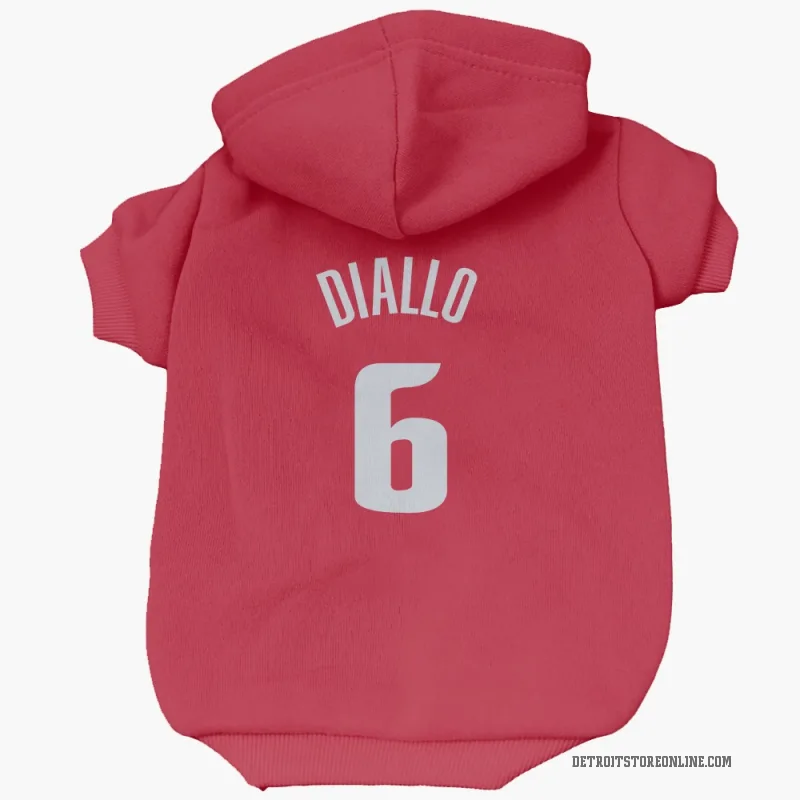 Hamidou Diallo  Red Detroit Pistons  Cat & Dog Pet Hoodie