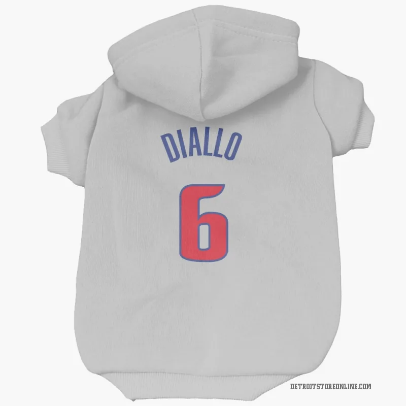 Hamidou Diallo  White Detroit Pistons  Cat & Dog Pet Hoodie