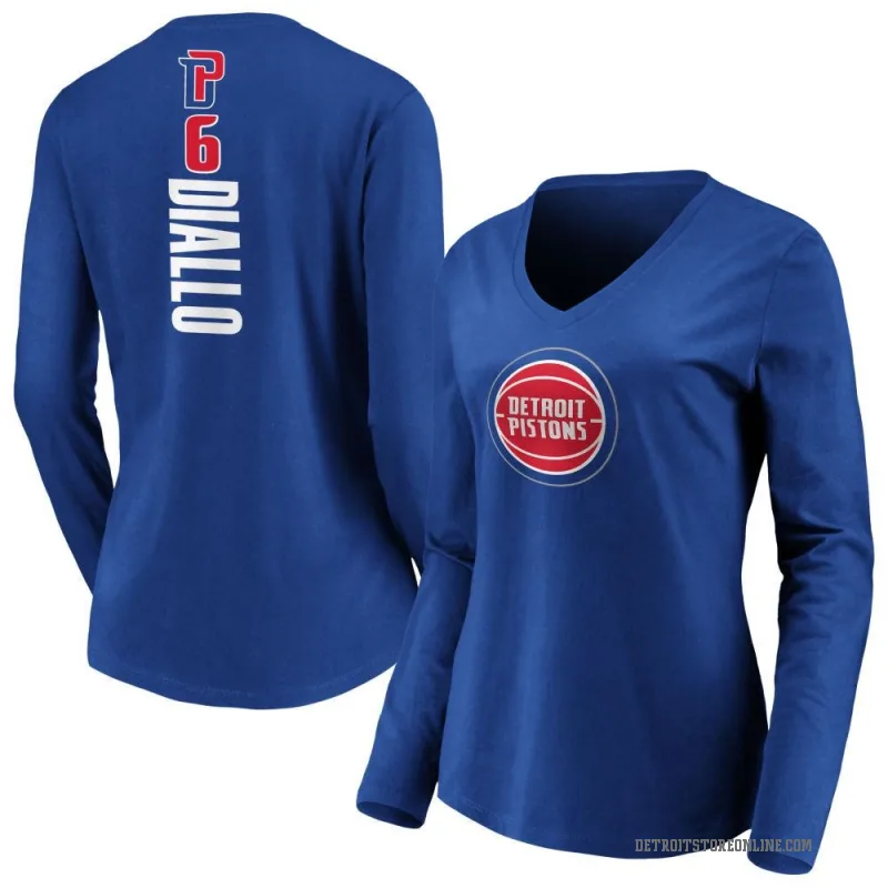 Hamidou Diallo Women's Royal Detroit Pistons Backer Long Sleeve T-Shirt