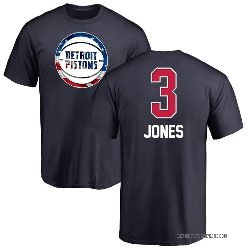 Isaac Jones Men's Navy Detroit Pistons Name and Number Banner Wave T-Shirt