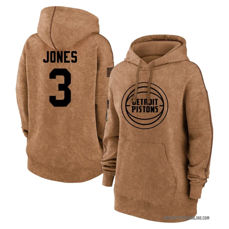 Isaac Jones Women's Brown Detroit Pistons 2023 Salute to Service Pullover Hoodie