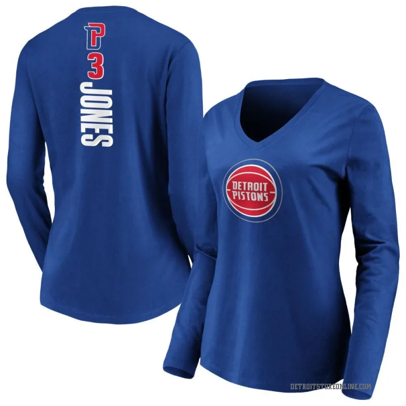 Isaac Jones Women's Royal Detroit Pistons Backer Long Sleeve T-Shirt