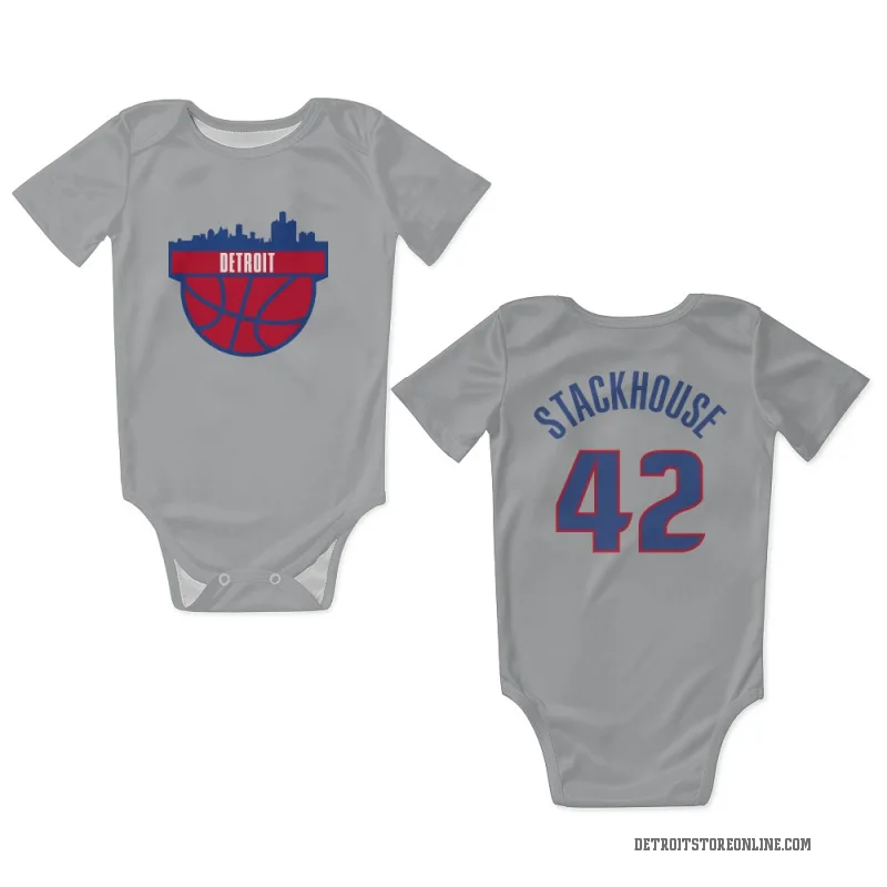 Jerry Stackhouse  Gray Detroit Pistons  Newborn & Infant Bodysuit