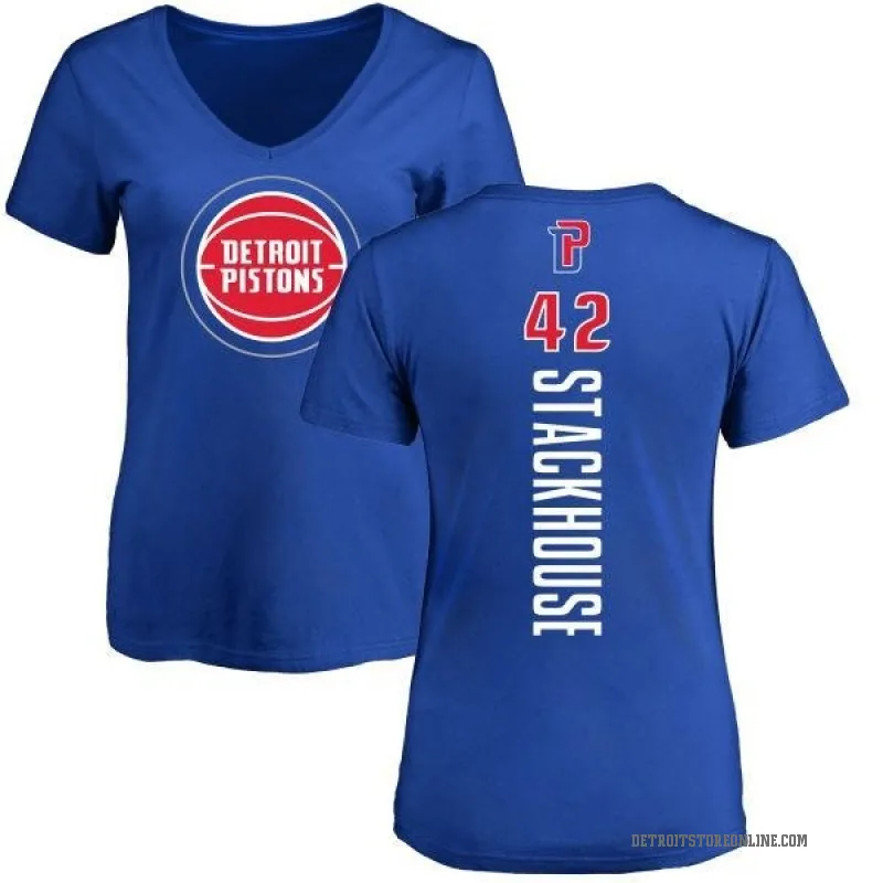 Jerry Stackhouse Women's Royal Detroit Pistons Backer T-Shirt