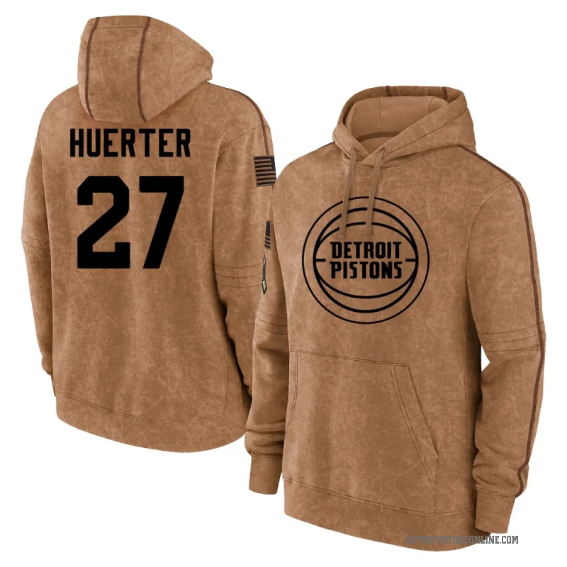 Kevin Huerter Youth Brown Detroit Pistons 2023 Salute to Service Club Pullover Hoodie