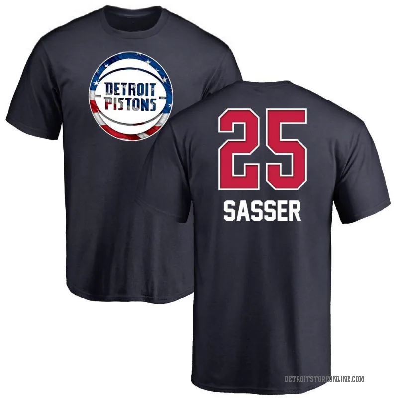 Marcus Sasser Men's Navy Detroit Pistons Name and Number Banner Wave T-Shirt