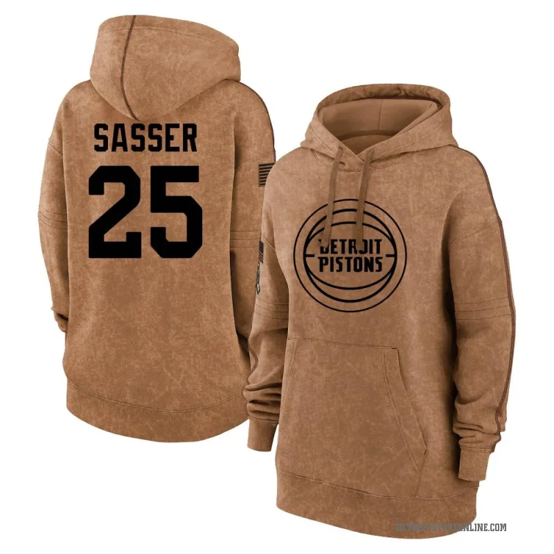 Marcus Sasser Women's Brown Detroit Pistons 2023 Salute to Service Pullover Hoodie