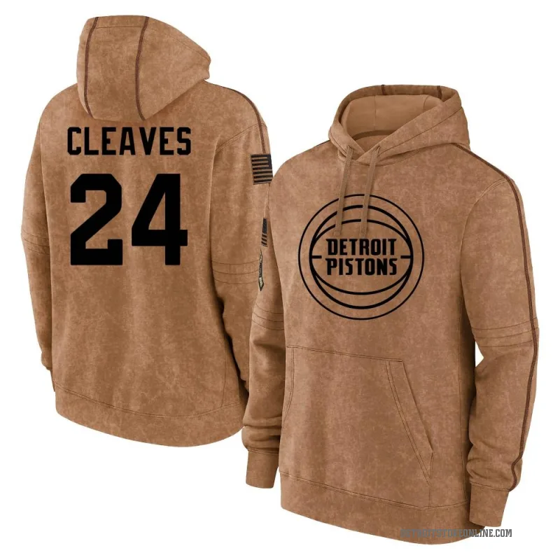 Mateen Cleaves Men's Brown Detroit Pistons 2023 Salute to Service Club Pullover Hoodie