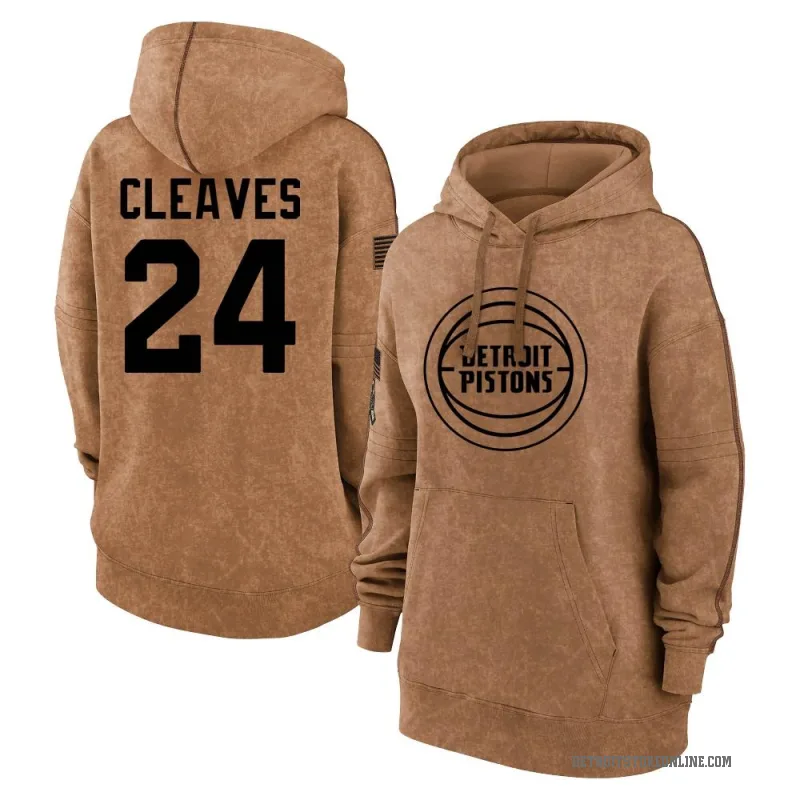 Mateen Cleaves Women's Brown Detroit Pistons 2023 Salute to Service Pullover Hoodie