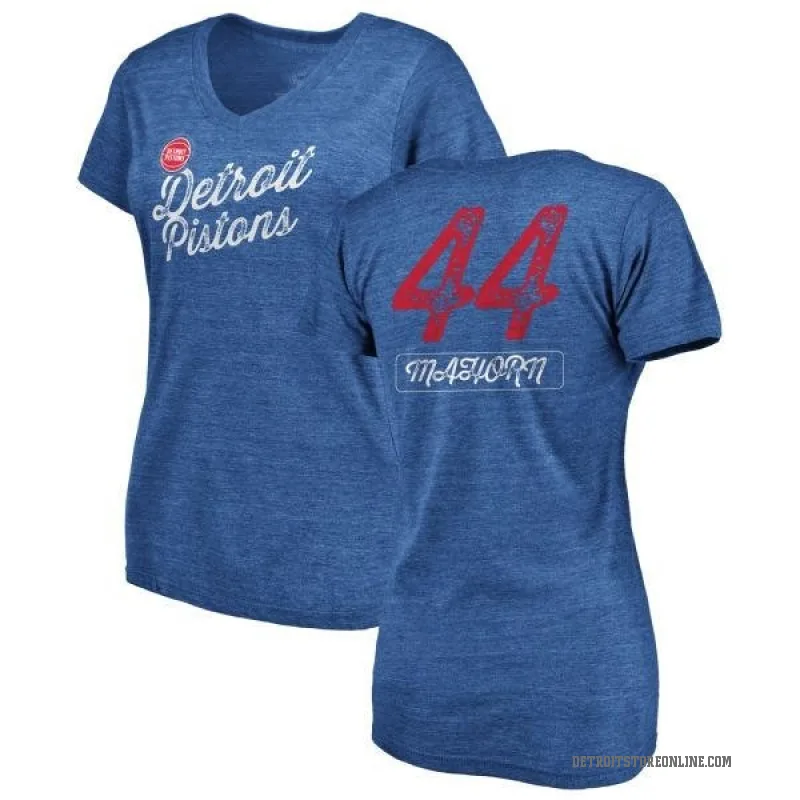 Rick Mahorn Women's Royal Detroit Pistons Sideline V-Neck T-Shirt