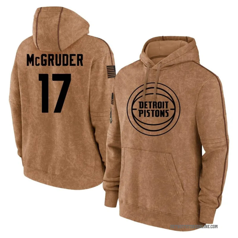 Rodney McGruder Men's Brown Detroit Pistons 2023 Salute to Service Club Pullover Hoodie