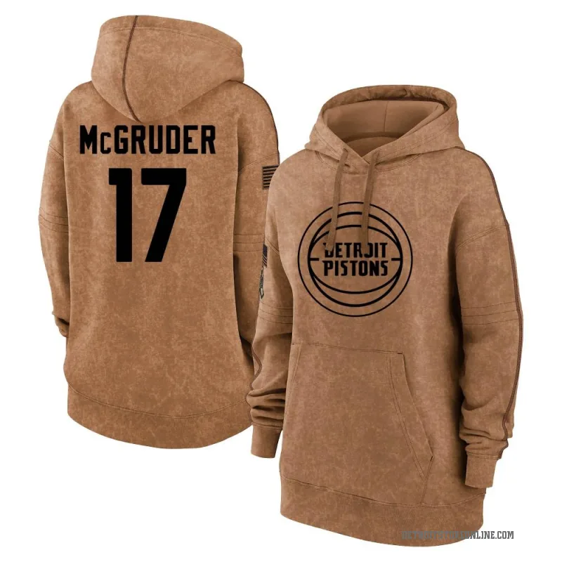 Rodney McGruder Women's Brown Detroit Pistons 2023 Salute to Service Pullover Hoodie