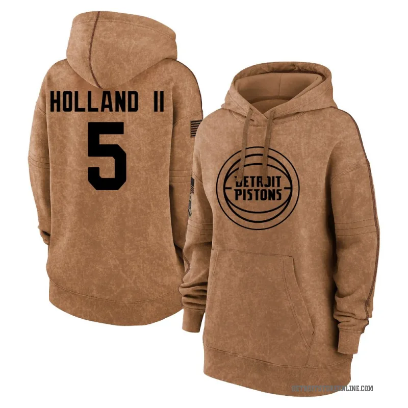 Ronald Holland II Women's Brown Detroit Pistons 2023 Salute to Service Pullover Hoodie