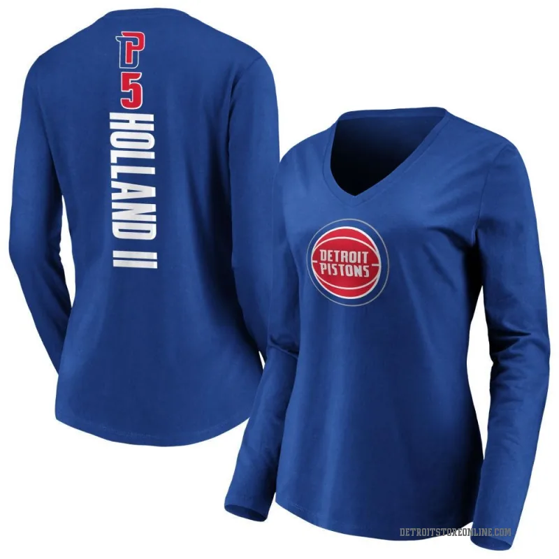 Ronald Holland II Women's Royal Detroit Pistons Backer Long Sleeve T-Shirt