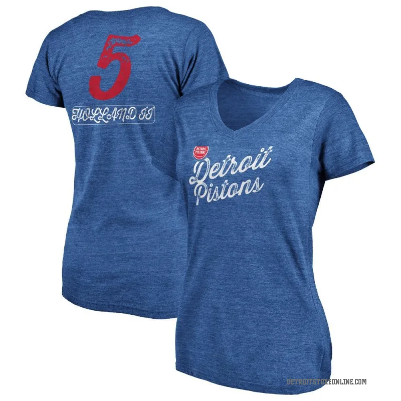 Ronald Holland II Women's Royal Detroit Pistons Sideline V-Neck T-Shirt