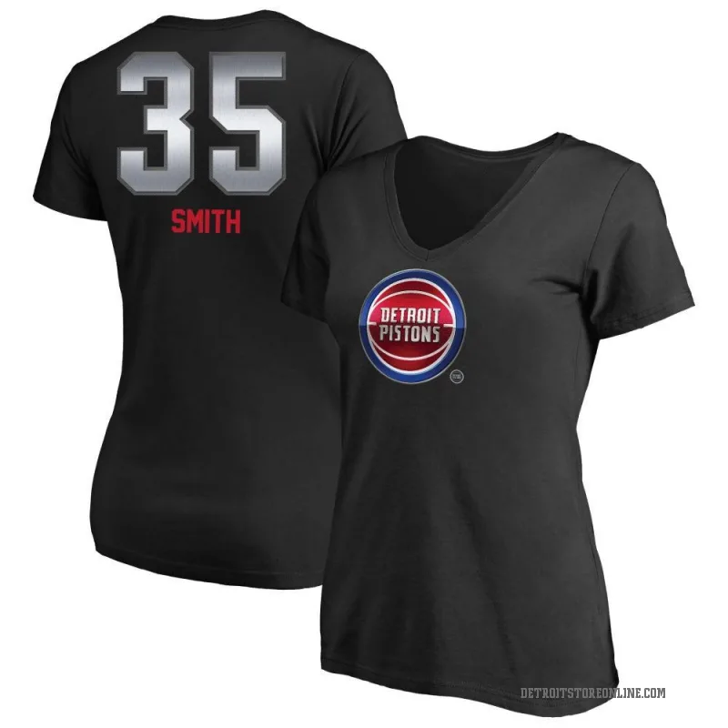 Tolu Smith Women's Black Detroit Pistons Midnight Mascot T-Shirt