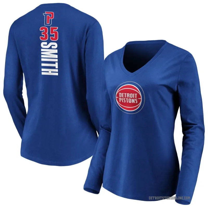 Tolu Smith Women's Royal Detroit Pistons Backer Long Sleeve T-Shirt