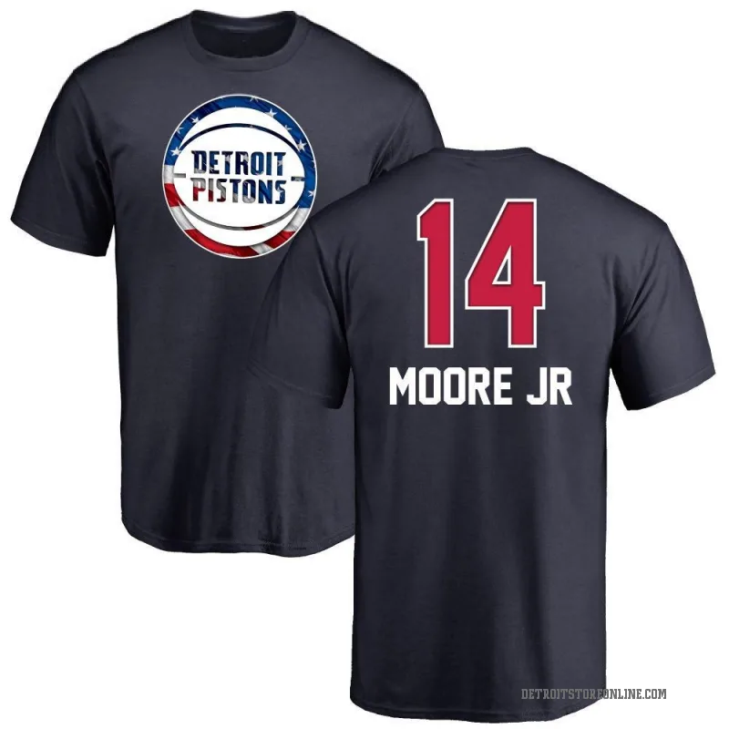 Wendell Moore Jr. Men's Navy Detroit Pistons Name and Number Banner Wave T-Shirt