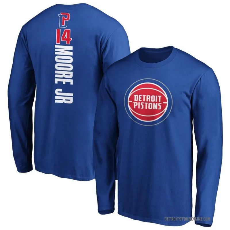 Wendell Moore Jr. Men's Royal Detroit Pistons Backer Long Sleeve T-Shirt