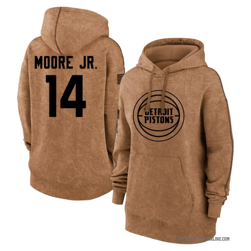 Wendell Moore Jr. Women's Brown Detroit Pistons 2023 Salute to Service Pullover Hoodie