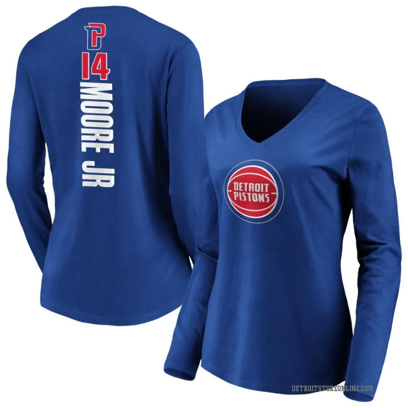 Wendell Moore Jr. Women's Royal Detroit Pistons Backer Long Sleeve T-Shirt